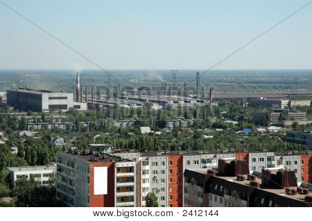 Russland. die Stadt Wolgograd. eine Art auf die Stadt von der Höhe des Vogels Flug.
