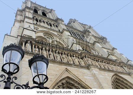 The Cathedral of Notre Dame in Paris, France. Notre Dame de Pari is a medieval Catholic cathedral