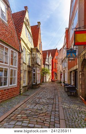 Medieval Bremen Street Schnoor With Half-timbered Houses In The Centre Of The Hanseatic City Of Brem