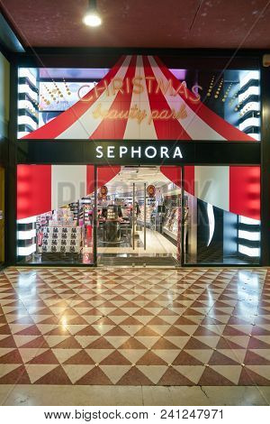 MILAN, ITALY - CIRCA NOVEMBER, 2017: Sephora store in Milan. Sephora is a French chain of cosmetics stores.