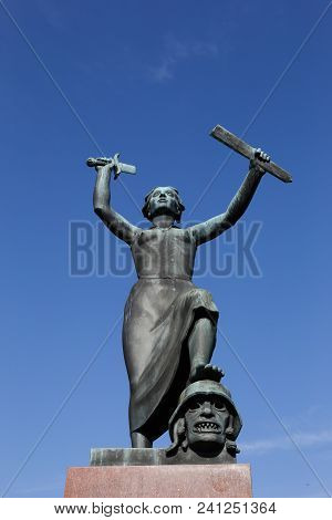 Karlstad, Sweden - May 17, 2018: Peace Monument By Ivar Johansson  Erected On The City Square On The
