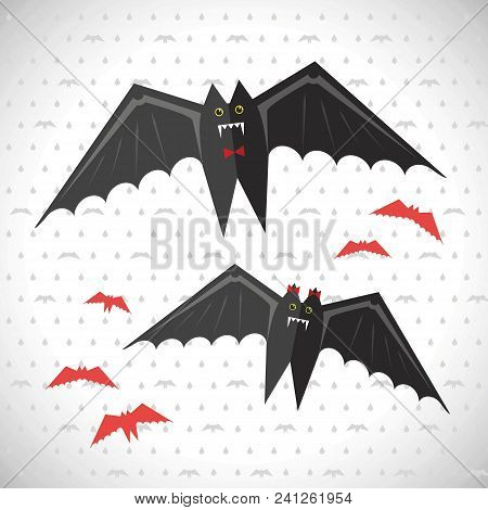Halloween Vector Scary Vampire, Modern Bat Illustration