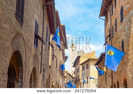 San Giminiano, Italy, The Medieval Architectures Of St. Giovanni Street
