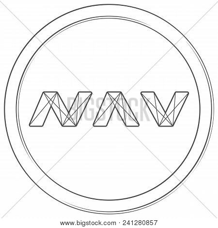 Navcoin - Cryptocurrency Coin. Vector Thin Line Icon. Lineart Illustration On White Background. Inte