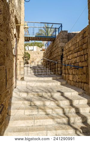 Ancient Stone Streets In Old Jaffa, Tel Aviv Yaffo, Israel