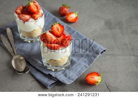 Strawberry Cheesecake In Glasses