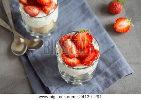 Strawberry Cheesecake In Glasses