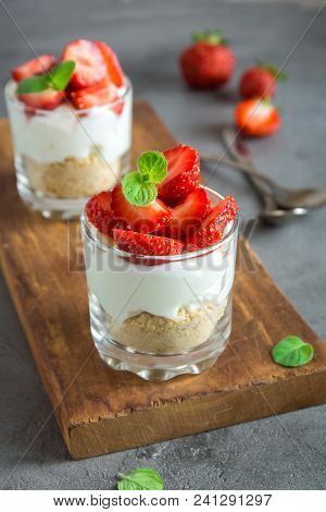 Strawberry Cheesecake In Glasses