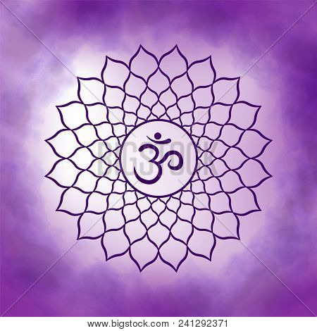Seventh, Crown Chakra - Sahasrara. Illustration Of One Of The Seven Chakras. The Symbol Of Hinduism,