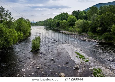 Opir River In The Carpathian National Park Skolevski Beskidy, Lviv Region Of Western Ukraine