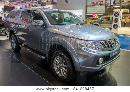 Brussels - Jan 12, 2016: Mitsubishi L200 Pickup Truck Showcased At The Brussels Motor Show.