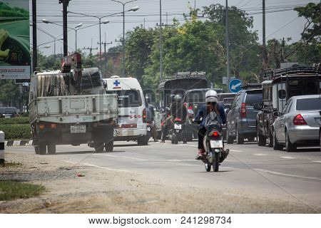 Car And Traffic On Highway Road Near Juction.