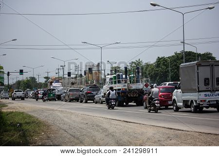 Car And Traffic On Highway Road Near Juction.