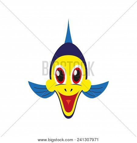 Flat Icons On Theme Funny Animals A Fish
