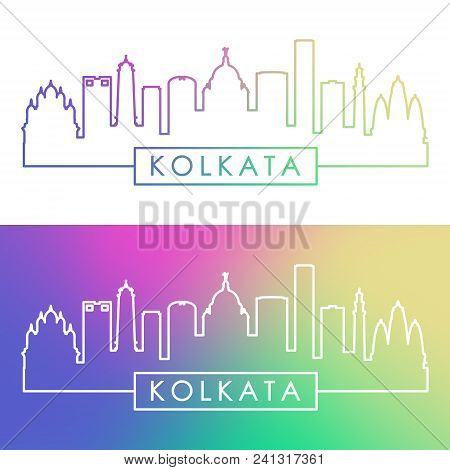 Kolkata Skyline. Colorful Linear Style. Editable Vector File.
