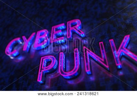 Creative Glowing Purple Cyber Pank Background. 3d Rendering