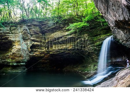 Water Fall At Matthiessen State Park In Illinois.