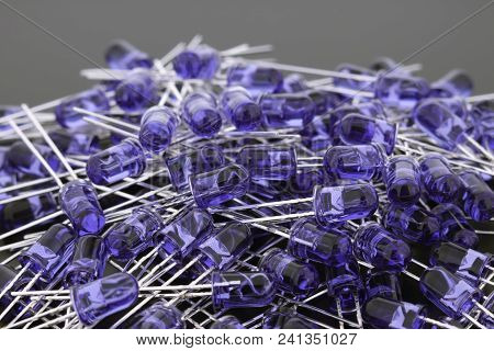 Blue Leds 5mm On Black Background. Shallow Dof.