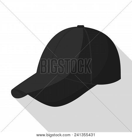 Black Baseball Cap Icon. Flat Illustration Of Black Baseball Cap Vector Icon For Web Design