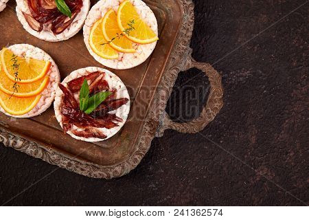 Snack With Rice Crispbread And Fresh Fruits