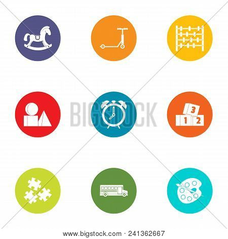Miniature Toy Icons Set. Flat Set Of 9 Miniature Toy Vector Icons For Web Isolated On White Backgrou