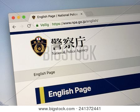 Amsterdam, Netherlands - May 19, 2018: Website Of The Japanese National Police Agency (npa),  The Ce