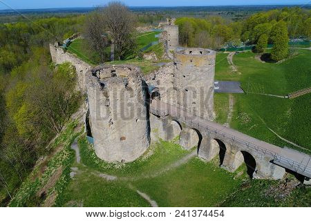 Medieval Koporye Fortress On A Sunny May Day. Leningrad Region, Russia