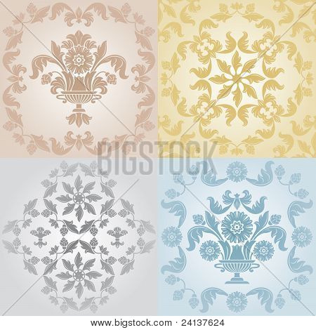 Seamless Wallpaper motif Floral, gris