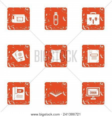 Bug Fixes Icons Set. Grunge Set Of 9 Bug Fixes Vector Icons For Web Isolated On White Background
