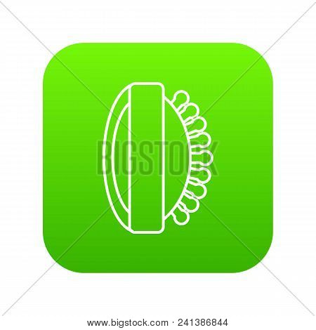 Massage Brush Icon Green Vector Isolated On White Background