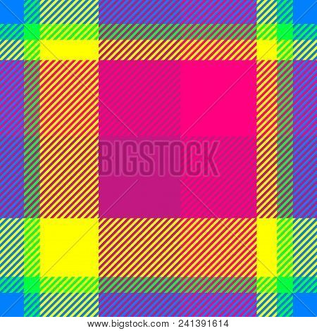 Bright Vivid Colorful Tartan Seamless Fashion Clothing Cloth Tartan Pattern Background Design