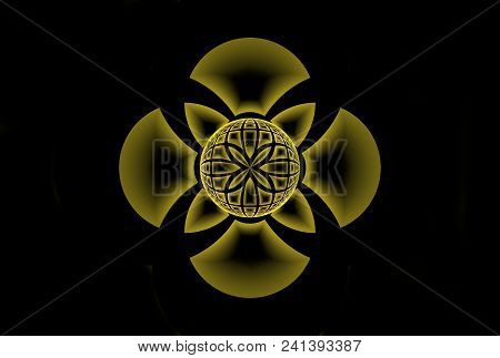 Bright Abstract Fractal Yellow Magic Ball Of Fantasy, Fractal Magic Ball Fantasy
