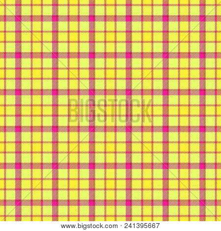 Seamless Tartan Yellow Pink Textile Print Pattern Background