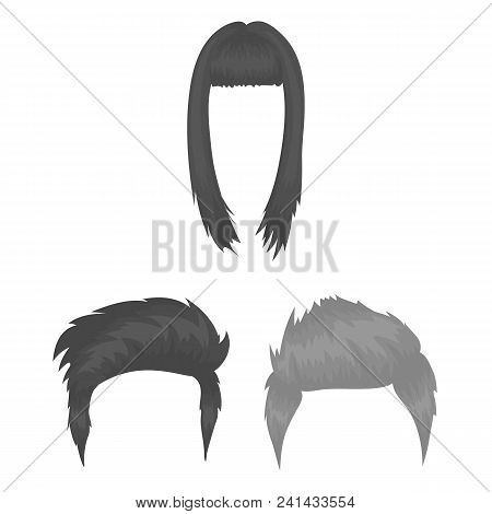 Mustache And Beard, Hairstyles Monochrome Icons In Set Collection For Design. Stylish Haircut Vector