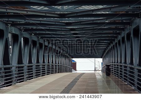 Bridge In A Rainy Day. For Pedestrians Only