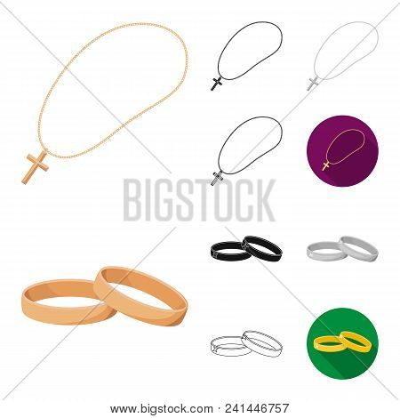 Jewelry And Accessories Cartoon, Black, Flat, Monochrome, Outline Icons In Set Collection For Design