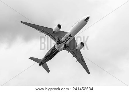 Berlin, Germany - April 26, 2018: Demonstration Flight Of The Wide-body Jet Airliner Airbus A350 Xwb