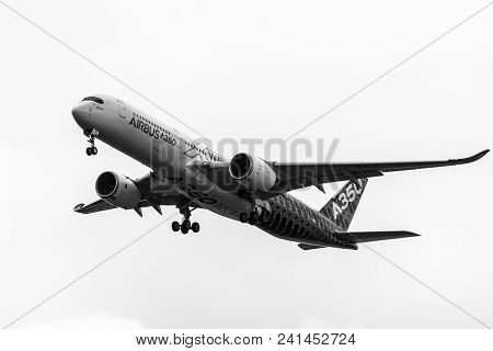 Berlin, Germany - April 26, 2018: Demonstration Flight Of The Wide-body Jet Airliner Airbus A350 Xwb