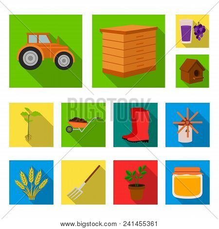Farm And Gardening Flat Icons In Set Collection For Design. Farm And Equipment Vector Symbol Stock  