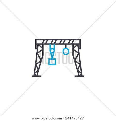 Gantry Crane Line Icon, Vector Illustration. Gantry Crane Linear Concept Sign.