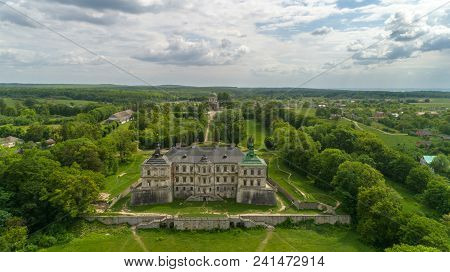 Pidhirtsi Castle. View Of The Castle From The Height Of Bird Flight.