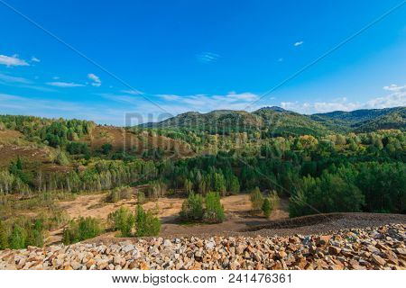 Beauty view in mountains of Altai. Kolyvan ridge - a mountain ridge in the north-west of the Altai Mountains, in the Altai Territory of Russia