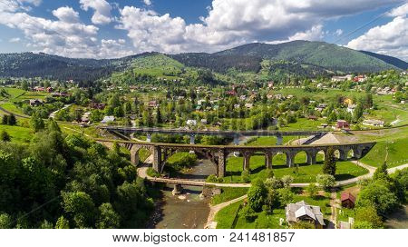 Aerial View Of Carpathian Mountains In Summer, Vorohta, Ukraine.