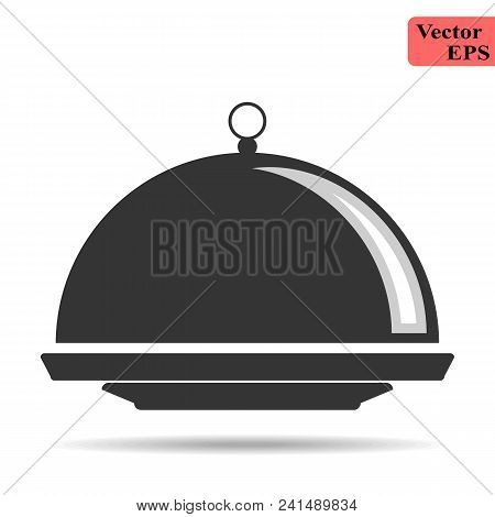 Food Cover Icon - Restaurant Steel Serving Tray- Stock Vector Illustration Design Eps 10