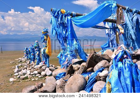 Oboo Is A Place Of Worship Of Spirits And The Shore Of Lake Khubsugul, Mongolia, August 16, 2017.