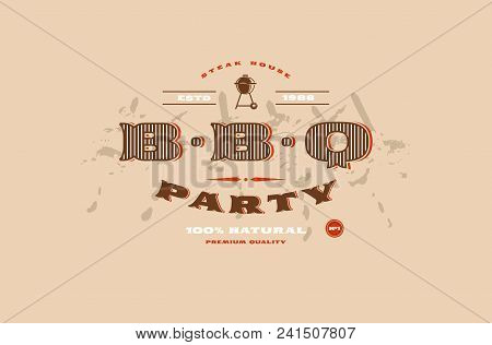 Stock Vector Template Of Bbq Party Invitation. Color Print On Brown Background