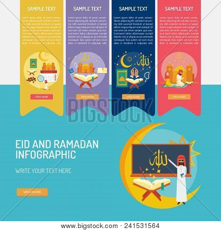 Eid And Ramadan Infographic | Set Of Great Infographic Flat Design Illustration Concepts For Religio