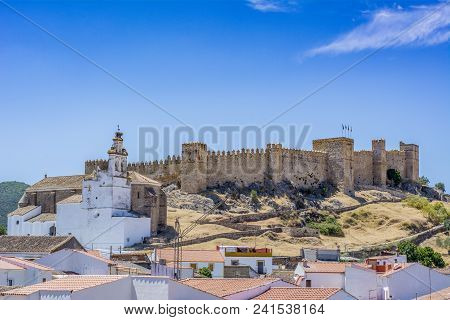 View Of The Castle Of Santa Olalla Del Cala In The Province Of Huelva, Spain,