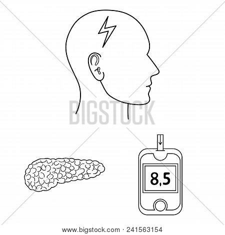 Diabetes Outline Icons In Set Collection For Design. Treatment Of Diabetes Vector Symbol Stock  Illu