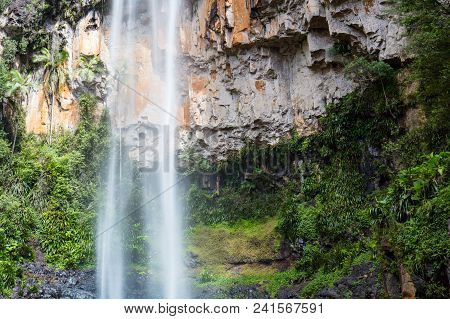 The Majestic And Iconic Purling Brook Falls On A Warm Autumn Day In Springbrook National Park Near T